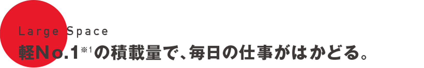 Large Space 軽N o.1※1の積載量で、毎日の仕事がはかどる。